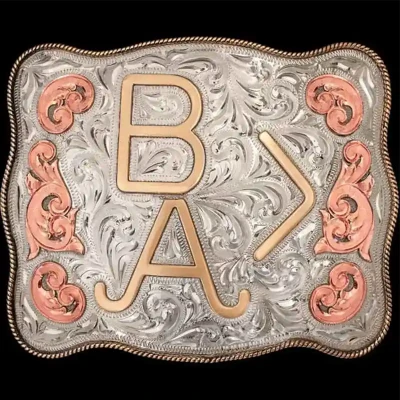 A custom ranch belt buckle featuring a ranch custom logo